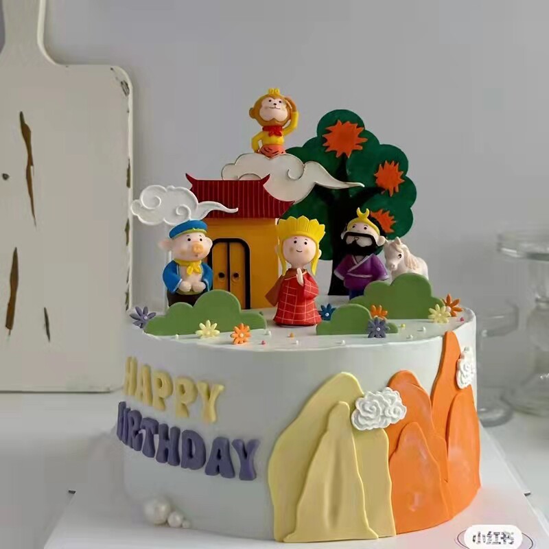 西游记主题蛋糕 齐天大圣孙悟空唐僧猪八戒沙僧公仔蛋糕装饰摆件