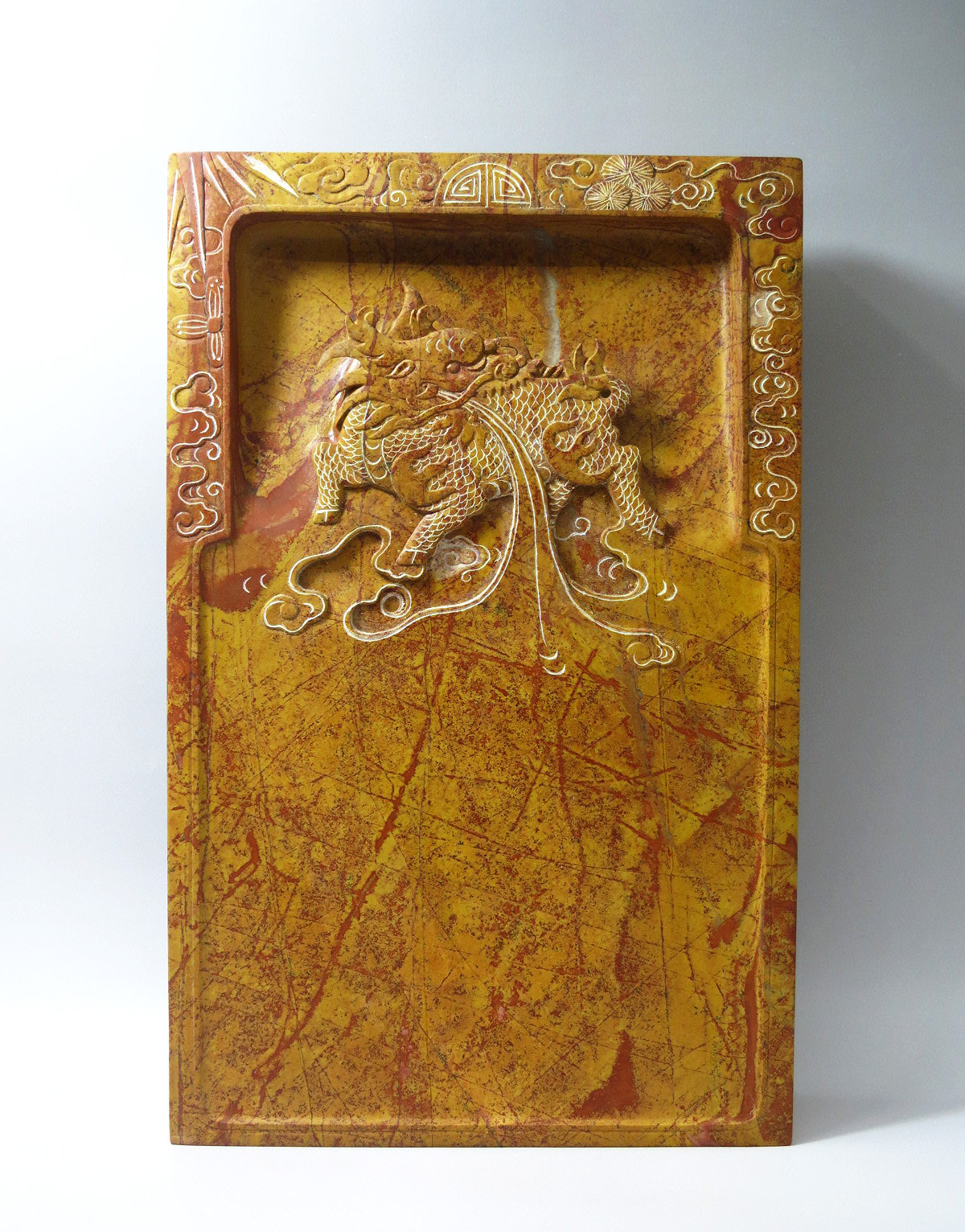 麒麟献瑞砚-非遗红丝砚文创精品文房手工雕刻收藏礼盒包邮