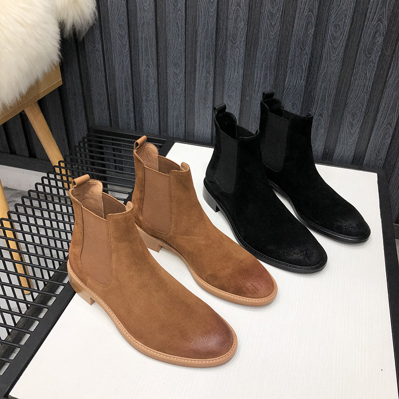 真皮大底 Chelsea Boots切尔西靴男 翻毛皮复古做旧中帮靴子|ruв категории Мужская обувь, сапоги - от Buy2taobao.com для оказания профессиональной услуги покупки агента Taobao