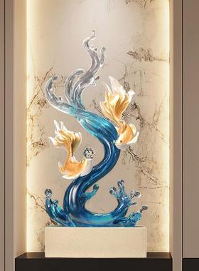 风生水起年年有鱼大摆件