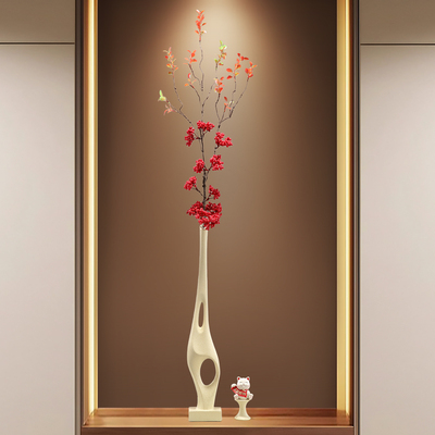 入门玄关屏风隔断花艺摆件细长窄高级感客厅过道壁龛装饰品插花瓶