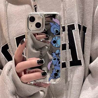 生气史迪仔适用苹果16plus手机壳iPhone15promax银框镜面14Pro高级13卡通12