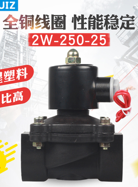 供应塑料2W-250-25/DN25电磁开 关阀水阀 G1″ 1寸 220V/DC24V常