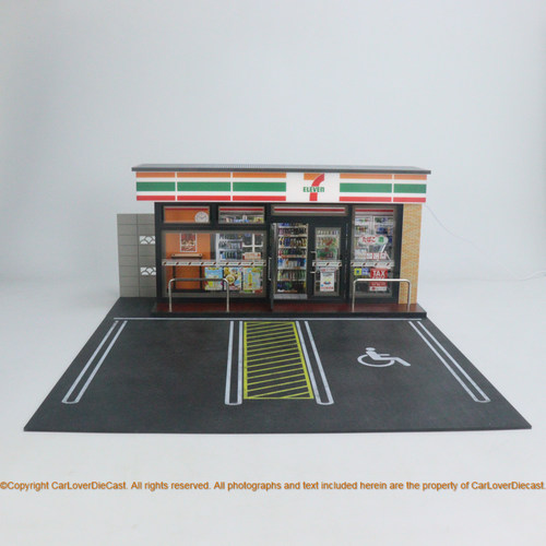 G-FANS 1:18  7-11带灯建筑场景模型 2车位