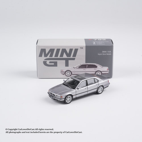MINIGT 1:64 宝马 BMW 750iL E38 阿斯彭银 合金汽车模型
