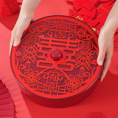 结婚果盘婚庆用品红喜塑料喜庆