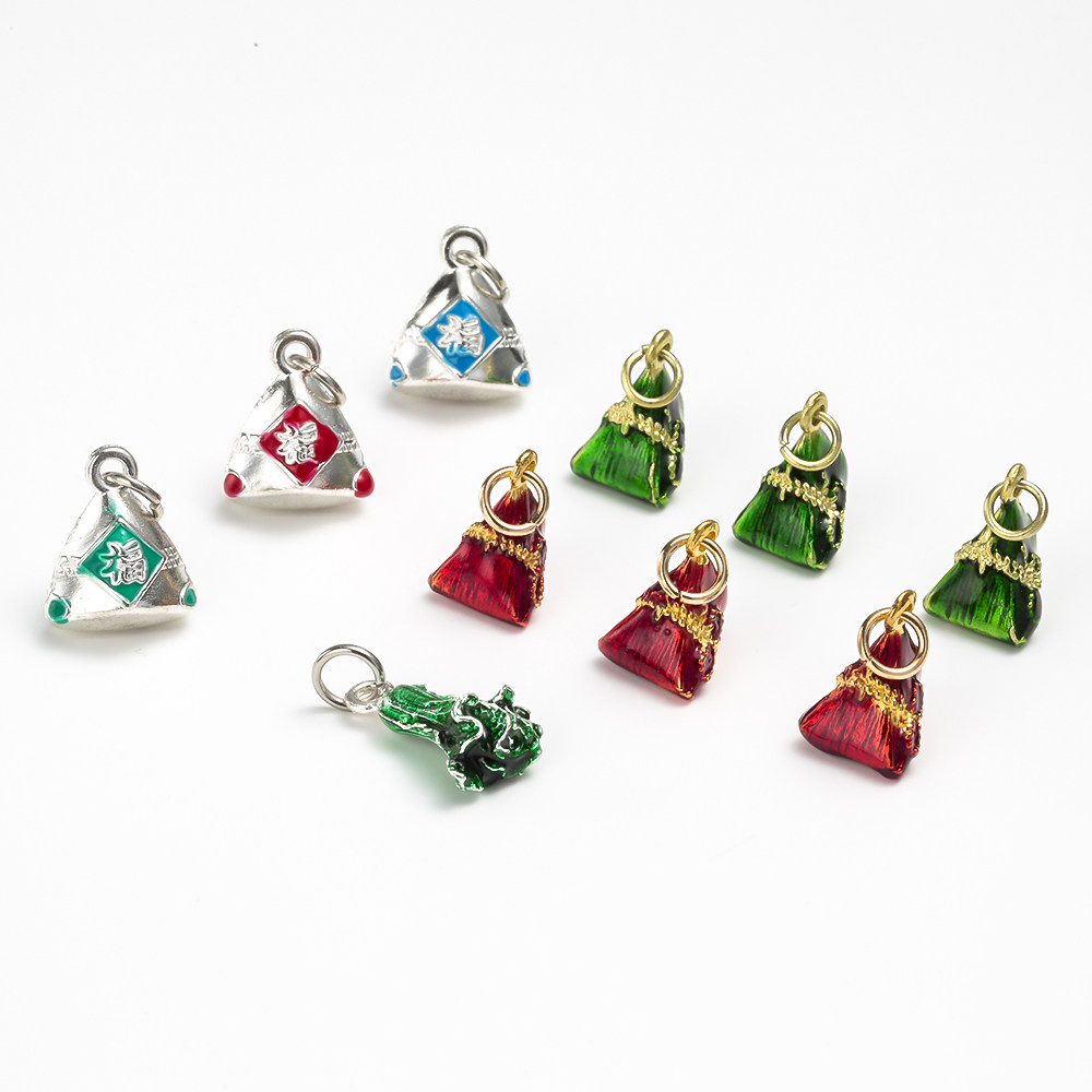 端午节小粽子吊坠滴油工艺手工diy挂坠配件男女手链项链吊坠挂件