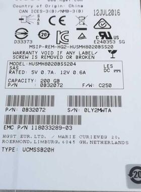 EMC VNX2 V4-2S6FX-200 SSD 200GB 2.5寸 固态硬盘005051137/138