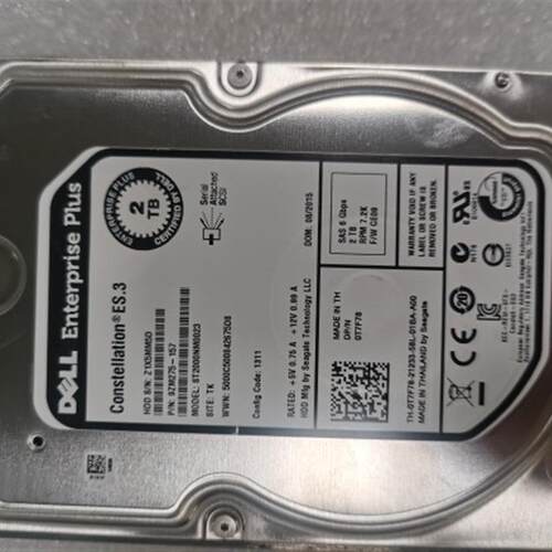 DELL EqualLogic ST2000NM0023 0T7F78 2T 7.2K 3.5 SAS 存储硬盘