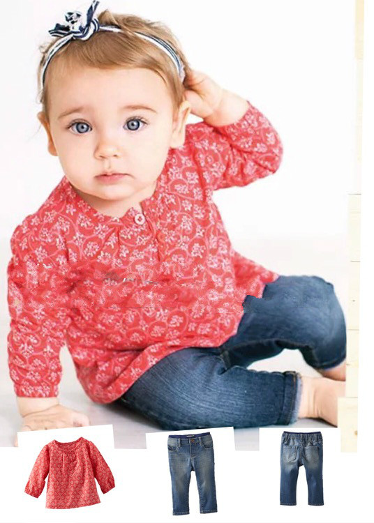 OSHKOSH女宝宝牛仔裤套装款衬衫