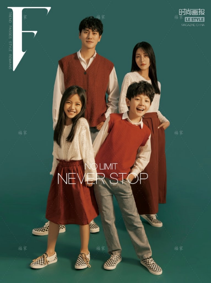 复古港风文艺风格一家四口亲子装牛仔休闲摄影主题高端家庭装正版