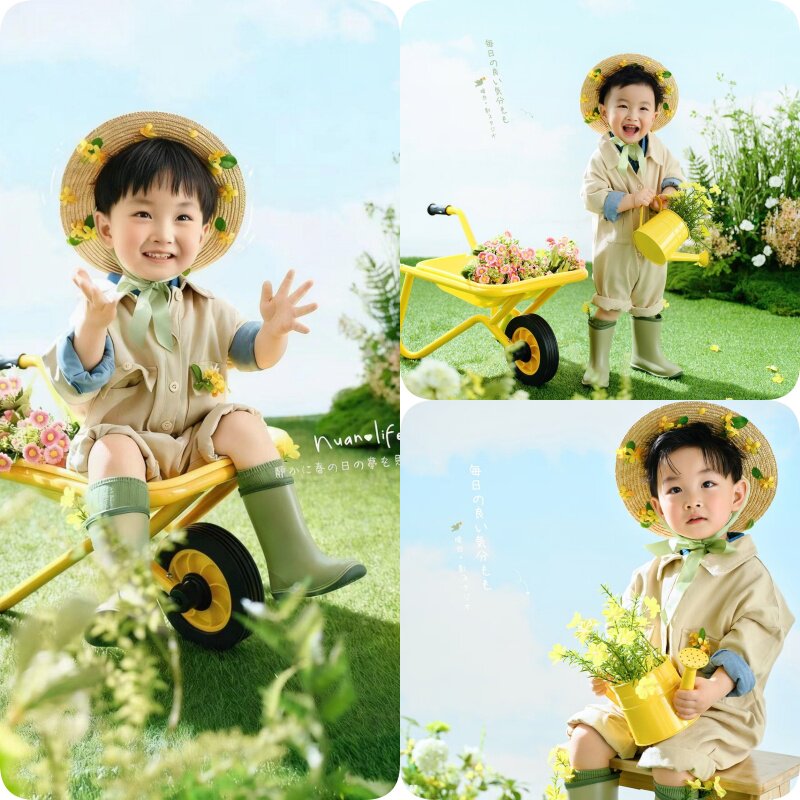 儿童摄影服装新款男童彩色多巴胺