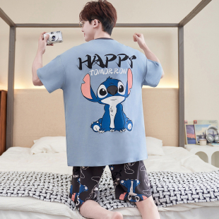 2026新款超火夏季青少年睡衣男童初中生全棉纯棉短袖卡通15岁男生