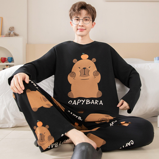 2025新款男童睡衣青少年长袖纯棉卡通卡拉巴拉男孩大童初中生春秋