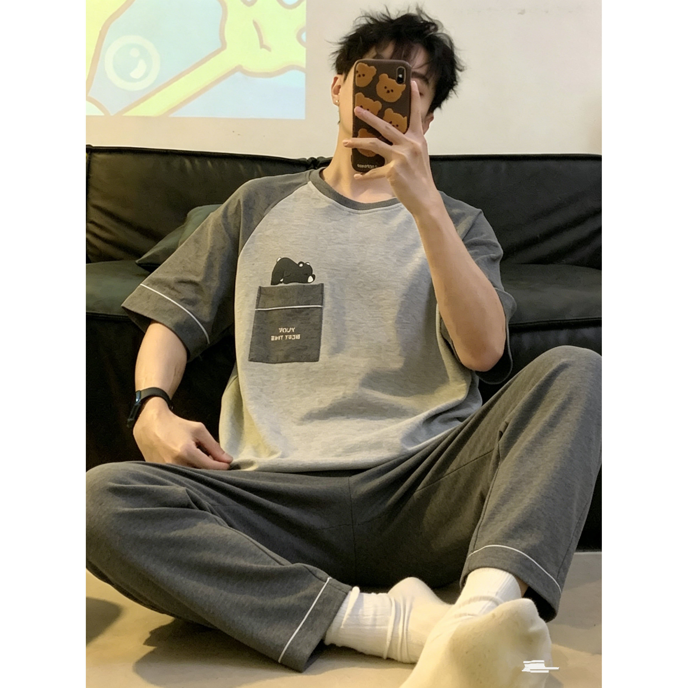 睡衣男款2026新款纯棉短袖长裤