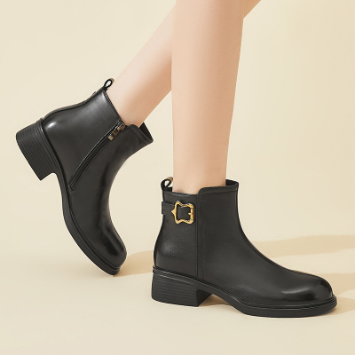 真皮短靴女2025新款秋冬头层牛皮