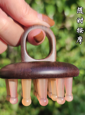檀木梳子女士气垫指环插齿无静电牛角羊角男头部经络按摩保健礼品