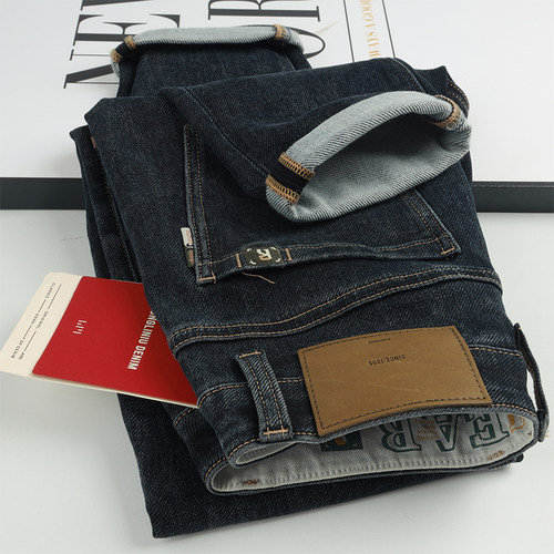 加绒加厚牛仔裤男复合一华绒冬季