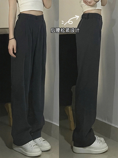 胖妹妹mm遮肉休闲裤 微胖女孩穿搭灰色裤 大码 子日系慵懒坠感西装 裤