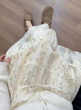 白色韩式碎花半身裙女2026新款夏季大码蛋糕裙子胖mm显瘦遮肚长裙