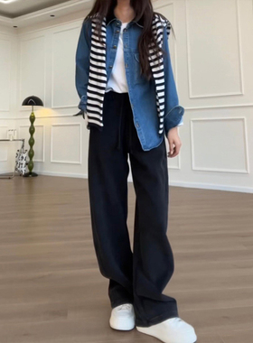 黑色香蕉卫裤女秋冬大码胖mm裤子梨型身材粗腿宽胯休闲运动弯刀裤