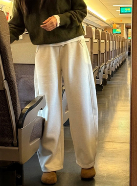 白色弯刀运动裤子女款大码新款镰刀阔腿裤休闲卫裤今年流行梧桐裤