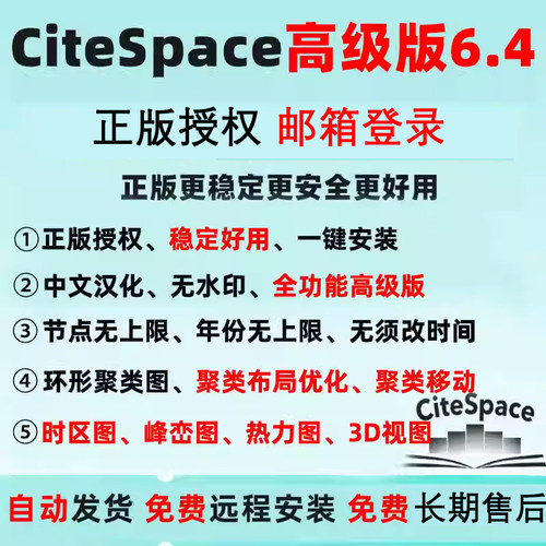 citespace6.4R1中文高级版 稳定版远程安装软件6.2R6WIN/6.1R6