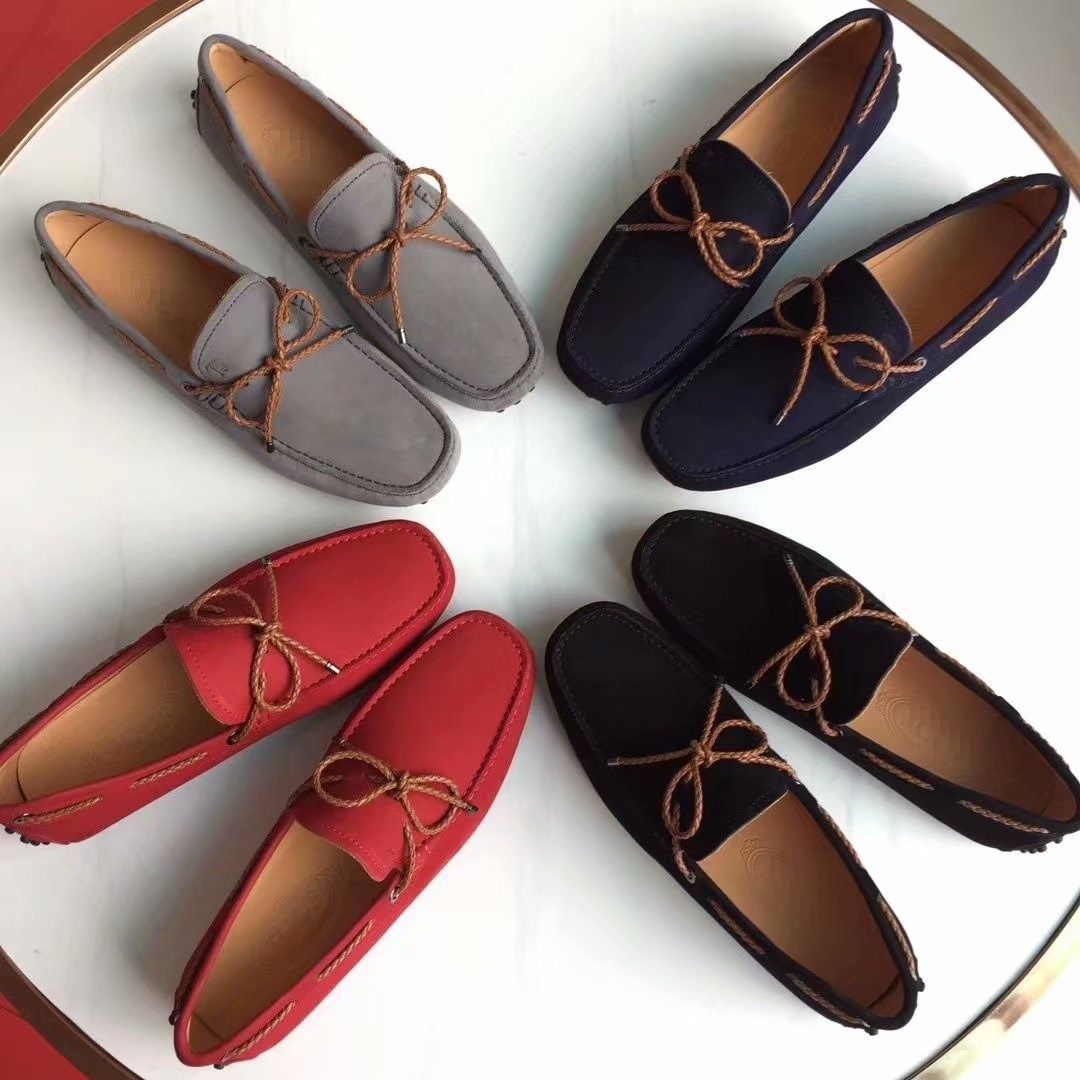 春夏新款豆豆鞋男真皮男鞋鹿皮磨砂男士休闲皮鞋软底一脚蹬懒人鞋