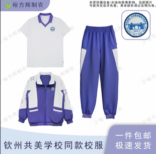 钦州共美学校同款校服中学生夏季校服短袖套装运动休闲秋季套装