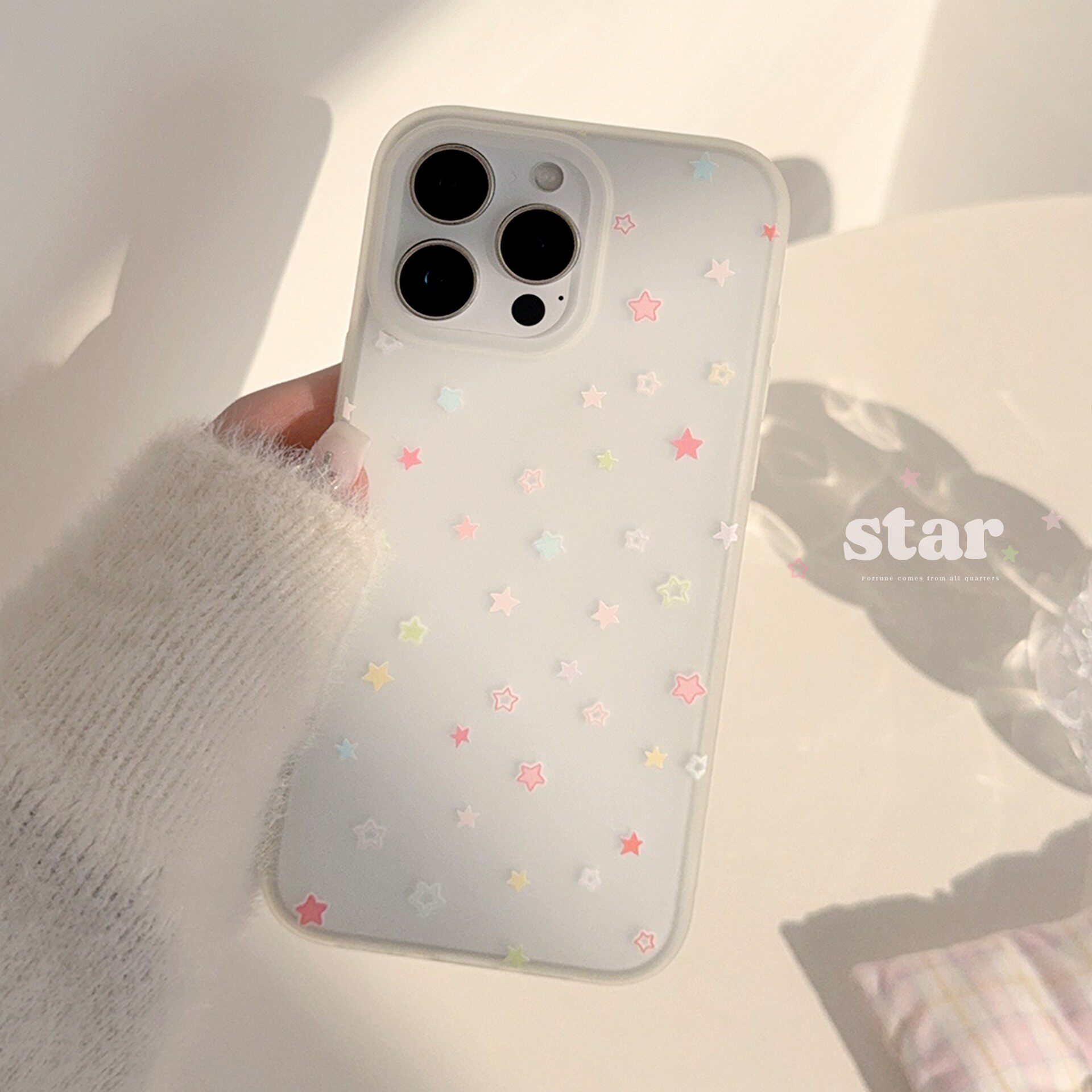 日韩风ins风涂鸦彩色星星适用苹果16promax手机壳ipho