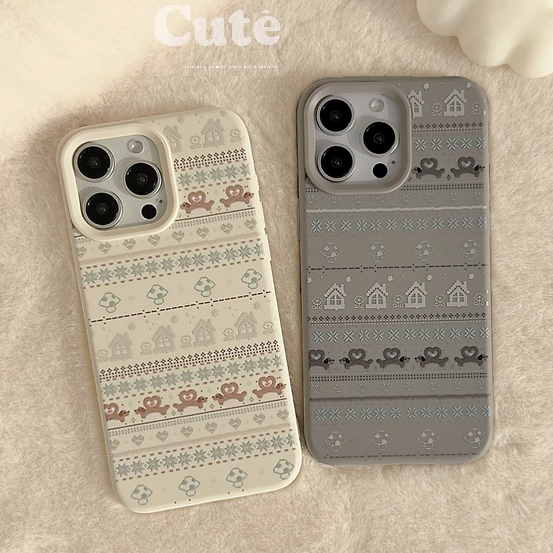 冬日ins费尔岛风适用17pro苹果16ProMax手机壳iPhone16全包14新款14Promax保护套15小众情侣简约12软11日韩风