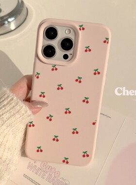 甜美ins红色小樱桃适用苹果17promax手机壳iphone16新款15pro女款14简约小众韩系少女13硅胶11保护套12软
