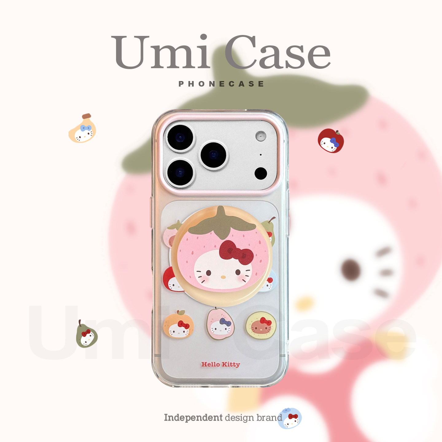 Umicase适用苹果18promax手机壳水果KT猫咪卡通风iPhone17保护套带磁吸支架16可爱少女保护壳18pm防摔软外壳