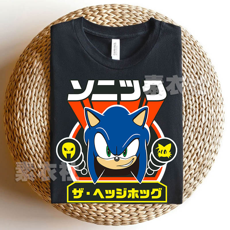 Sonic刺猬索尼克T恤儿童成人短袖