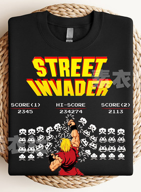 街头霸王6短袖游戏周边street invader创意联动太空侵略者T恤纯棉