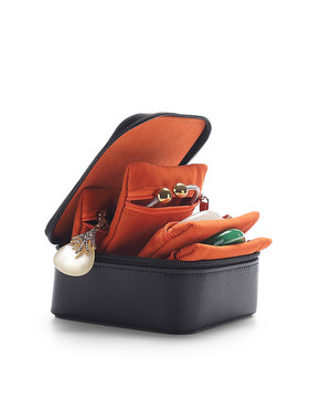 黑色首饰盒旅行便携日韩戒指玉器手镯包装袋子饰品珠宝收纳盒绒布