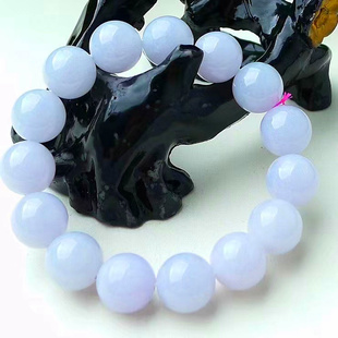 天然A货缅甸翡翠 精美水润 紫罗兰圆珠手链手串 珠圆玉润