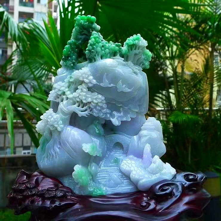 天然缅甸翡翠A货 精美山水摆件小桥流水人家,珠宝/钻石/翡翠,珠宝奇石,淘宝优惠券,粉丝福利购,淘宝优惠卷