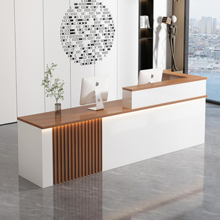 收银台烤漆公司前台接待台理发店吧台服装店柜台定制转角台奶茶店