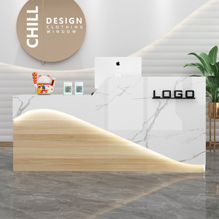 简约收银台烤漆前台桌服装店吧台小型转角定制接待台商用店铺柜台