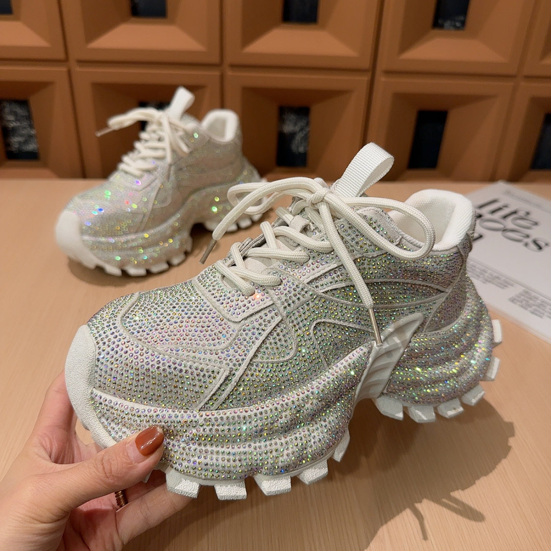 欧货重工水满钻厚底老爹鞋女潮2026新款小个子增高运动鞋休闲潮鞋,女鞋,老爹鞋,淘宝优惠券,粉丝福利购,淘宝优惠卷