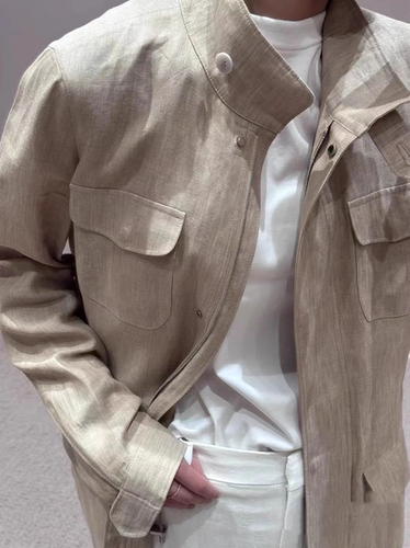 LP系列 意大利旅行者经典四口袋亚麻透气拉链春夏收腰外套 女