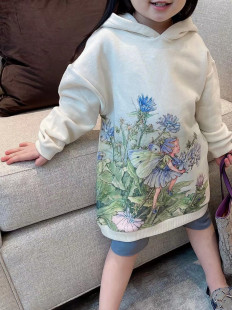 2025秋冬新款花仙子花蝴蝶彩绘印花童话童趣卫衣纯棉长袖女童上衣