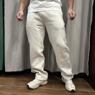 美式冬季直筒宽松加绒加厚长裤运动健身裤高街纯色休闲保暖卫裤男