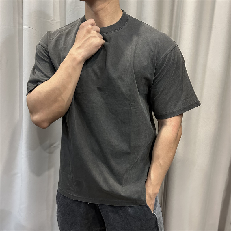 美式重磅水洗运动休闲短袖T恤男