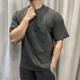 美式 圆领磨边半袖 重磅水洗运动休闲短袖 T恤男健身纯色宽松夏季