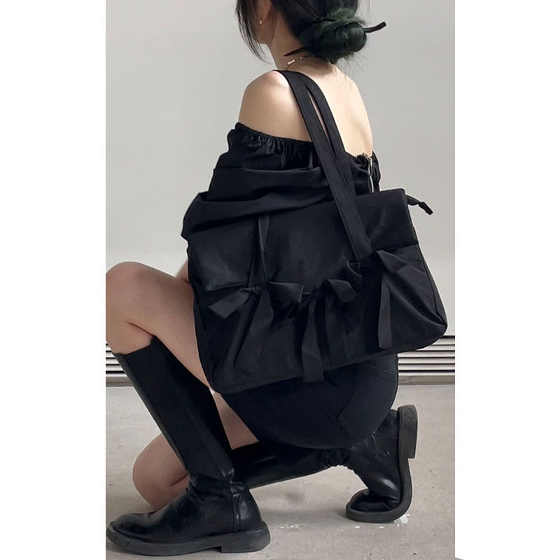 校园暗黑系少女笔记本电脑包女蝴蝶结辣妹高级芭蕾风中性手提包