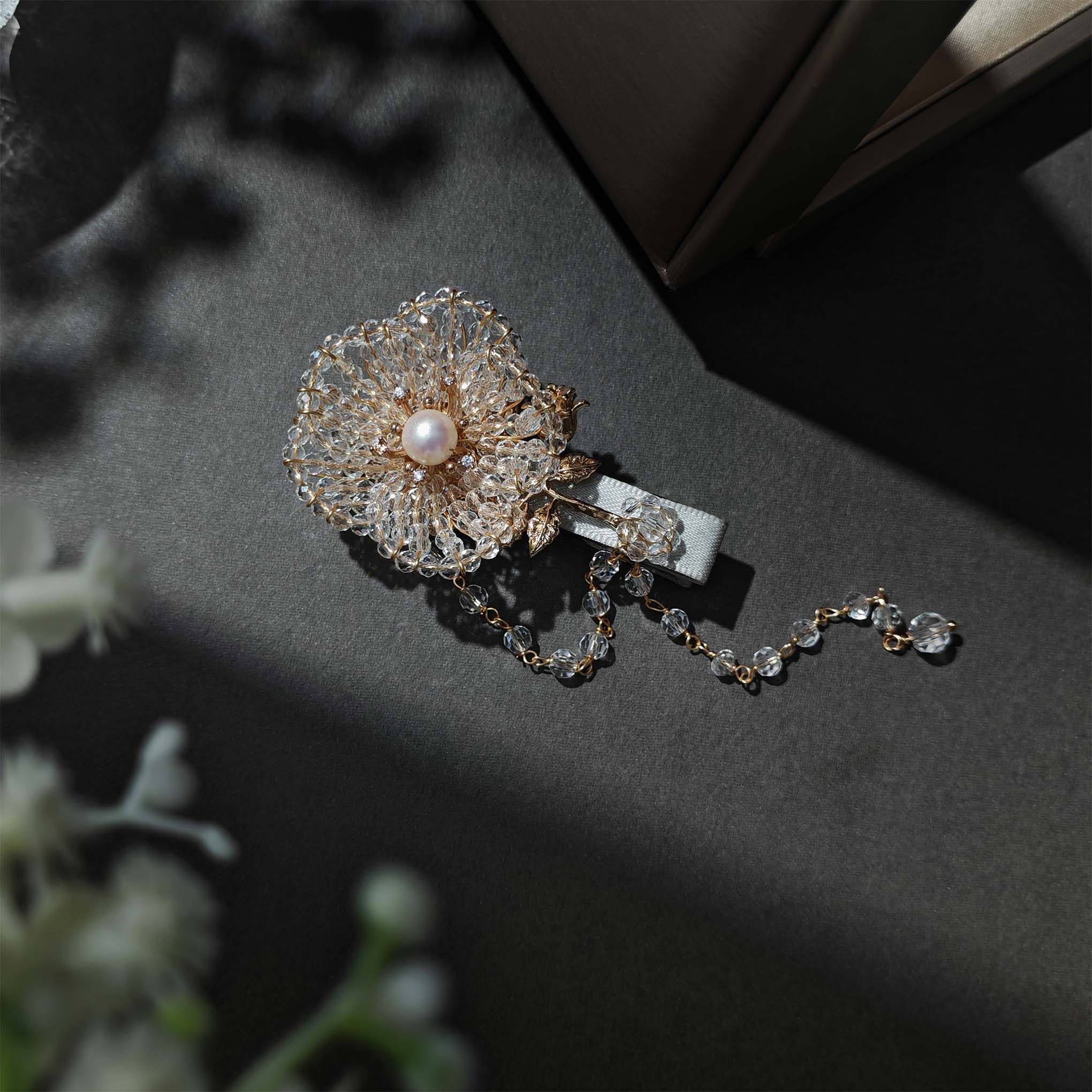 原创手工串珠水晶高级轻奢流苏气质名媛精致侧边鸭嘴夹发饰头饰,饰品/流行首饰/时尚饰品新,发饰,淘宝优惠券,粉丝福利购,淘宝优惠卷