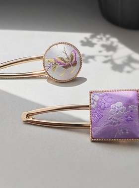 新中式国风发夹女高级感古风缎面发饰2025新款气质方夹边夹鸭嘴夹