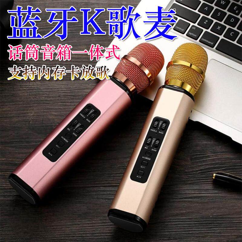 学生大人练习唱歌K歌蓝牙话筒外放音箱扩音手机K歌无线插TF内存卡
